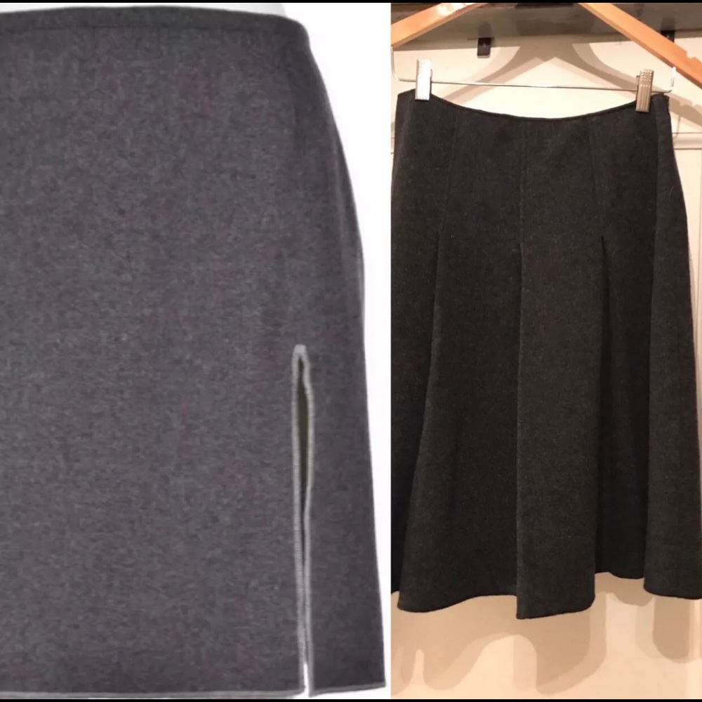 MIU MIU Two (2) Gray Flannel Skirts 42 & 44